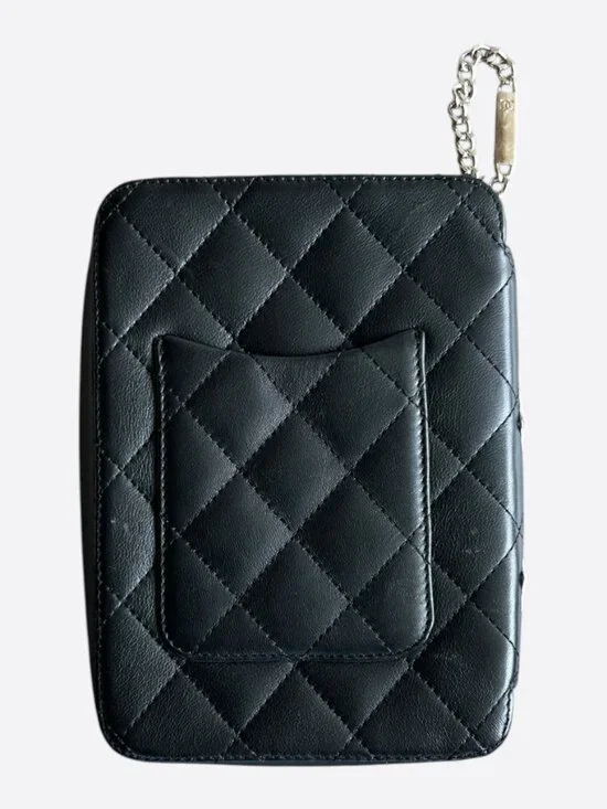 Chanel Black & White Lambskin CC Logo Quilted Ligne Zippy Organizer - Picture 2 of 4